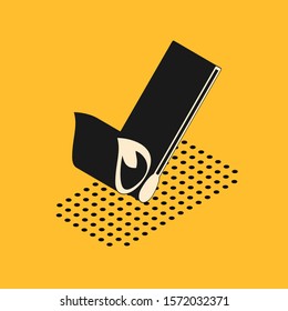 Isometric Burning match with fire icon isolated on yellow background. Match with fire. Matches sign.  Vector Illustration