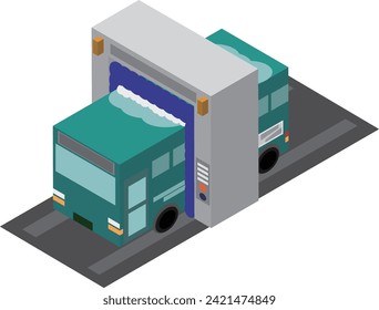 Isometrisches Bildmaterial für Busautos
