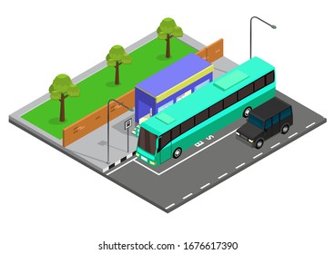 Isomic bus stop ilustración vectorial
