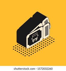Isometric Bus ticket icon isolated on yellow background. Public transport ticket.  Vector Illustration