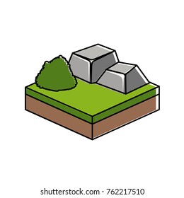 Isometric bush and stone design