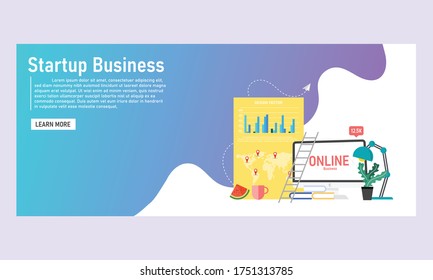 Isometric Business Administration concepts, starting a simple and modern online business for website template, online business training course
