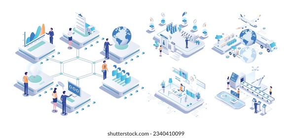 Isometric Business: Analysis , Meeting, Time Management, Planning, Strategy.