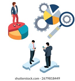 Isometric Business Analytics, Communication and Data Icons