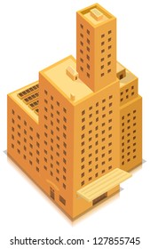 Isometric Business Big Building/ Illustration of a cartoon isometric high business office building or factory tower plenty of windows and floors