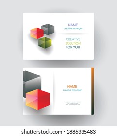 Isometric Business cards Design. Business cards with abstract background. Vector Template layout.