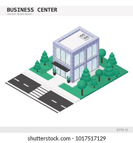 Isometric Business Center Building. Vector icon or infographic element