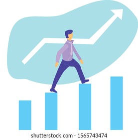 Isometric Business Concept Businessman On Growing Stock Vector (Royalty ...