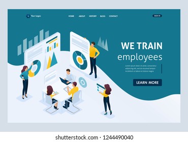 Isometric business concepts, staff training, increasing the knowledge of the organization’s employees. Great concept for a Landing page