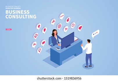 Isometric business consulting and communication