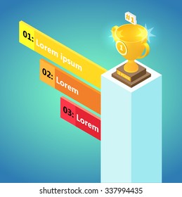 isometric business element - gold cup of winner
