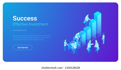 Isometric Business Finance Analytics Statistics Charts with Teamwork People standing vector illustration. Isometric Business Finance Analytics Statistics Charts with Teamwork People standing vector illustration.