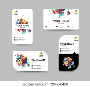 Isometric business greeting card template design. introduce card include sample text position. vector illustration design.