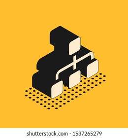 Isometric Business Hierarchy Organogram Chart Infographics Icon Isolated On Yellow Background. Corporate Organizational Structure Graphic Elements.  Vector Illustration