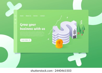 Isometric business landing page template vector design in eps 10