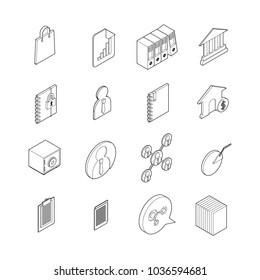 Isometric Business line Icon 3D illustration vector set.