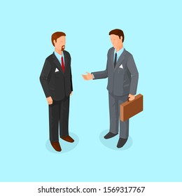 Isometric Business Meeting Vector Icon Illustration