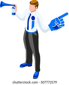 Isometric Business office Flat Icon Set Vector Items. Chief executive operating officer ceo isolated graphic centerpiece. 3D Infographic design element ceo officer illustration. Ceo logo cloud library