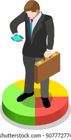 Isometric Business office Flat Icon Set Vector Items. Chief executive operating officer ceo isolated graphic centerpiece. 3D Infographic design element ceo officer illustration. Ceo logo cloud library