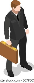 Isometric Business office Flat Icon Set Vector Items. Chief executive operating officer ceo isolated graphic centerpiece. 3D Infographic design element ceo officer illustration. Ceo logo cloud library