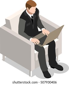 Isometric Business office Flat Icon Set Vector Items. Chief executive operating officer ceo isolated graphic centerpiece. 3D Infographic design element ceo officer illustration. Ceo logo cloud library
