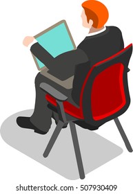 Isometric Business office Flat Icon Set Vector Items. Chief executive operating officer ceo isolated graphic centerpiece. 3D Infographic design element ceo officer illustration. Ceo logo cloud library