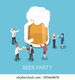 Isometric business people drinking beer and talking together in the party, VECTOR, EPS10