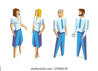 Isometric Business People Group Human Resources Low Poly Vector Isolated Illustration On White Background