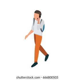 isometric business people vector 3D. Businessman and business woman, business clothes. The concept of office workers, director and subordinates isolated on white background. -stock vector