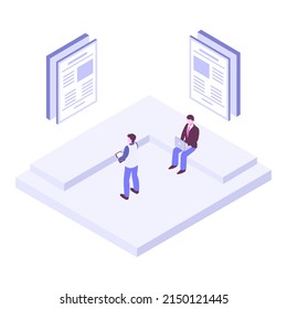 Isometric Business people working together and developing a successful business strategy