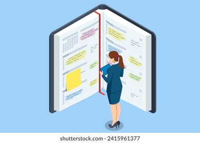 Isometric Business Project Management System. Schedule for plan tasks and progress. Strategy for construction and operations. Successful business plan tasks.