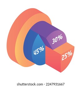 Isometric business space composition with isolated conceptual icons of corporate goods in outer space vector illustration