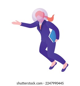 Isometric business space composition with isolated conceptual icons of corporate goods in outer space vector illustration