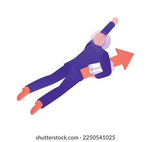 Isometric business space composition with isolated conceptual icons of corporate goods in outer space vector illustration