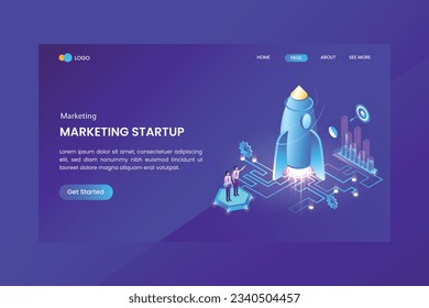 Isometric Business Startup Concept Landing Page