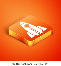 Isometric Business startup project concept icon isolated on orange background. Symbol of new business, entrepreneurship, innovation and technology.  Vector