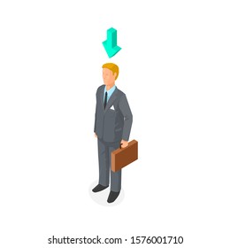 Isometric Businessman Chosen Candidate for Job Vacancy - Icon Vector Illustration.