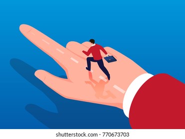Isometric businessman forward in the direction of the guidelines