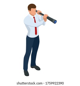 Isometric businessman isolated on write. Creating an office worker character, cartoon people. Business people.