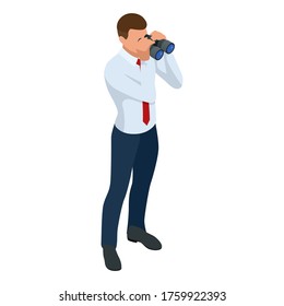 Isometric businessman isolated on write. Creating an office worker character, cartoon people. Business people.