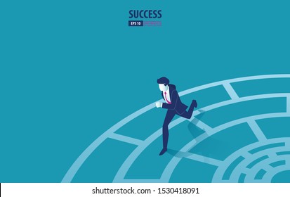 Isometric businessman running. business vector illustration