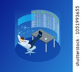 Isometric Businessman Trading Stocks