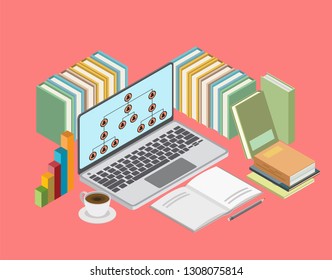 Isometric Business,Organization Chart Infographics, vector design