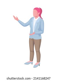 Isometric businesswoman office worker giving speech 3d icon on white background vector illustration
