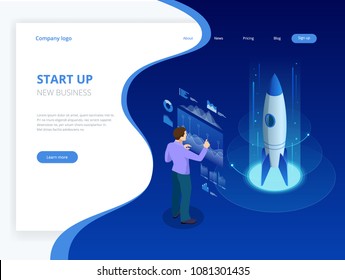 Isometric Businnes Start Up Concept. Income And Success. Vector Business Infographics Illustration