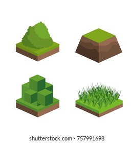 Isometric buss and grass design