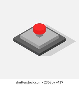 Botón isométrico ilustrado en un fondo