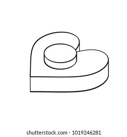 Isometric button on heart simple icon concept vector illustration