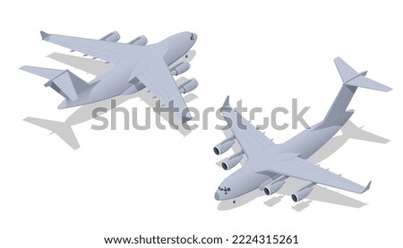 Isometric C-17 Globemaster III is a large military transport aircraft. Military Aviation. Strategic and tactical airlifter