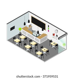 Isometric Cafe Restaurant Interior Design